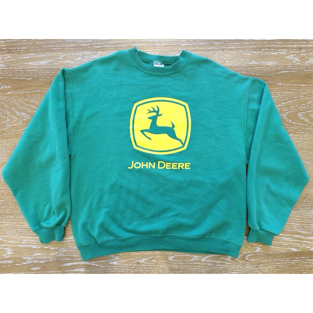 Vintage John Deere Green Crewneck Sweatshirt Y2K Jerzees Tag Mens Large
